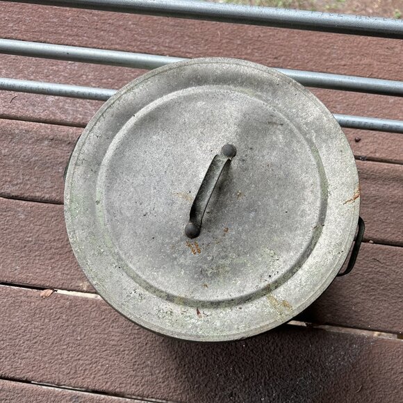 Antique "The Nymph" Large Decorative 12" Metal Stock Pot w/Handles & Affixed Lid - Picture 6 of 11